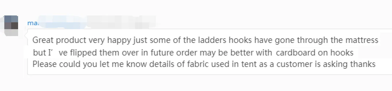 Customer appreciation messages regarding product quality and after-sales support